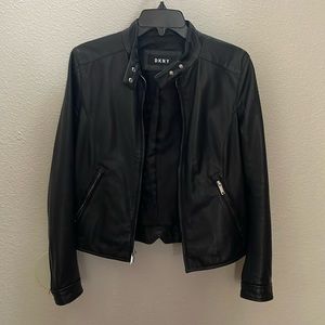 Black leather jacket, size small